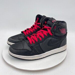 Nike Air Jordan 1 Retro High Men Size 9.5 555088-060 Black Satin Gym Red Shoes
